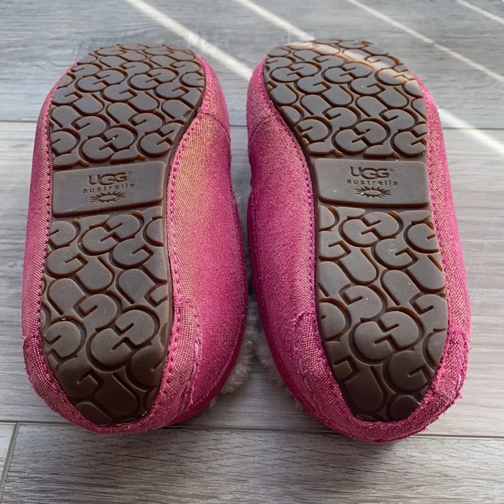 Like new! UGG Size 3 pink slip on shoes, rubber flexible sole, OUTSIDE or INSIDE